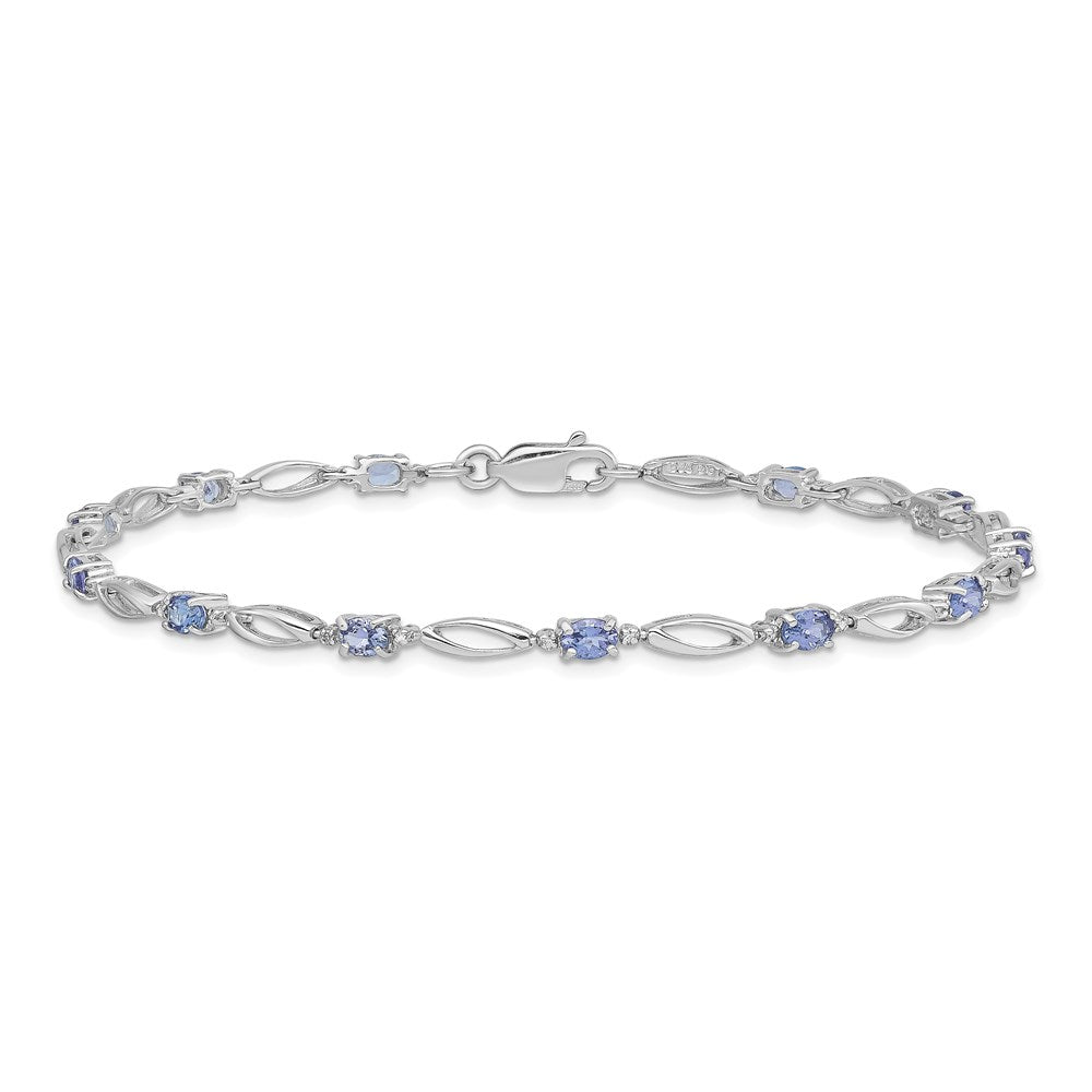 Sterling Silver Rhodium Plated Diamond and Tanzanite Bracelet QX871TZ