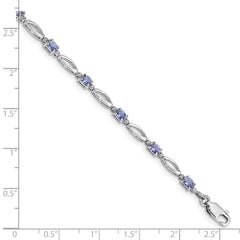 Sterling Silver Rhodium Plated Diamond and Tanzanite Bracelet QX871TZ