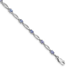 Sterling Silver Rhodium Plated Diamond and Tanzanite Bracelet QX871TZ