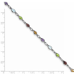 Sterling Silver Rhodium Plated Rainbow Gemstone Bracelet QX872RB