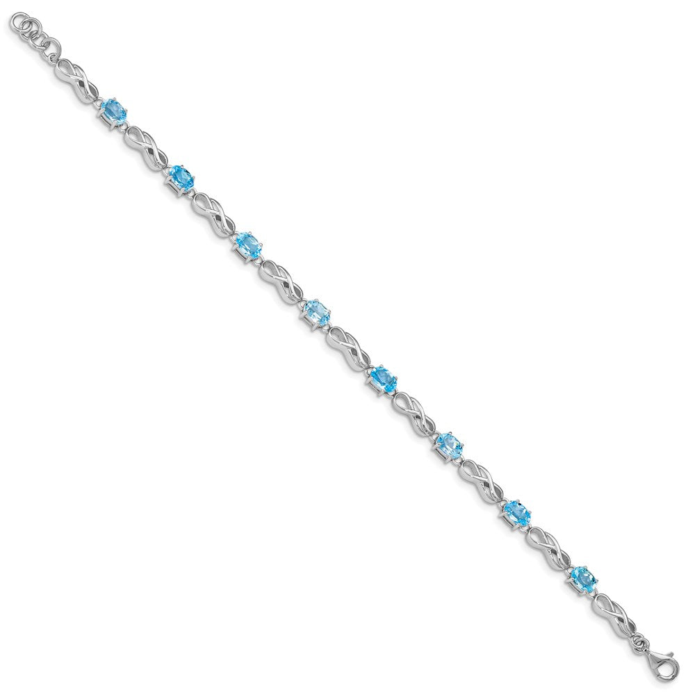 Sterling Silver Rhodium-plated Blue Topaz Figure 8 Bracelet QX873BT