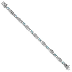 Sterling Silver Rhodium-plated Aquamarine & Diamond Bracelet QX877AQ