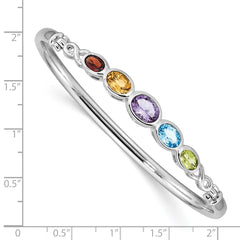 Sterling Silver Rhodium-plated Multi Gemstone Bangle Bracelet QX937RB