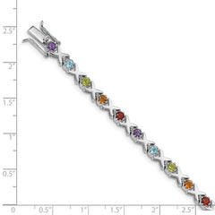 Sterling Silver Rhodium-plated & Multi Gemstone Bracelet QX942RB