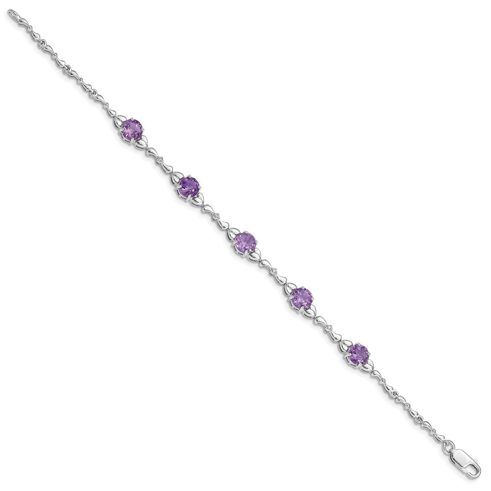 Sterling Silver Rhodium-plated Amethyst & Diamond Tennis Bracelet QX946AM