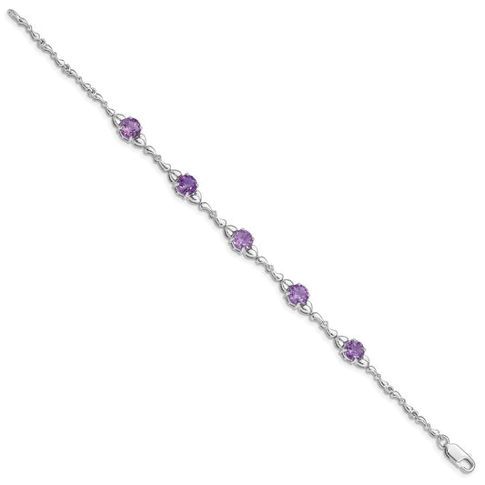 Sterling Silver Rhodium-plated Amethyst & Diamond Tennis Bracelet QX946AM