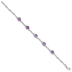 Sterling Silver Rhodium-plated Amethyst & Diamond Tennis Bracelet QX946AM