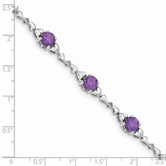 Sterling Silver Rhodium-plated Amethyst & Diamond Tennis Bracelet QX946AM