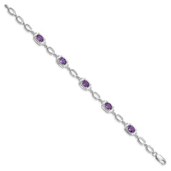 Sterling Silver Rhodium-plated Amethyst Link Bracelet QX948AM