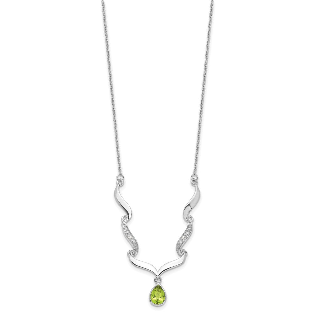 Sterling Silver RH Plated Peridot and White Topaz with 2in. Ext Necklace QX954PE