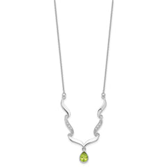 Sterling Silver RH Plated Peridot and White Topaz with 2in. Ext Necklace QX954PE