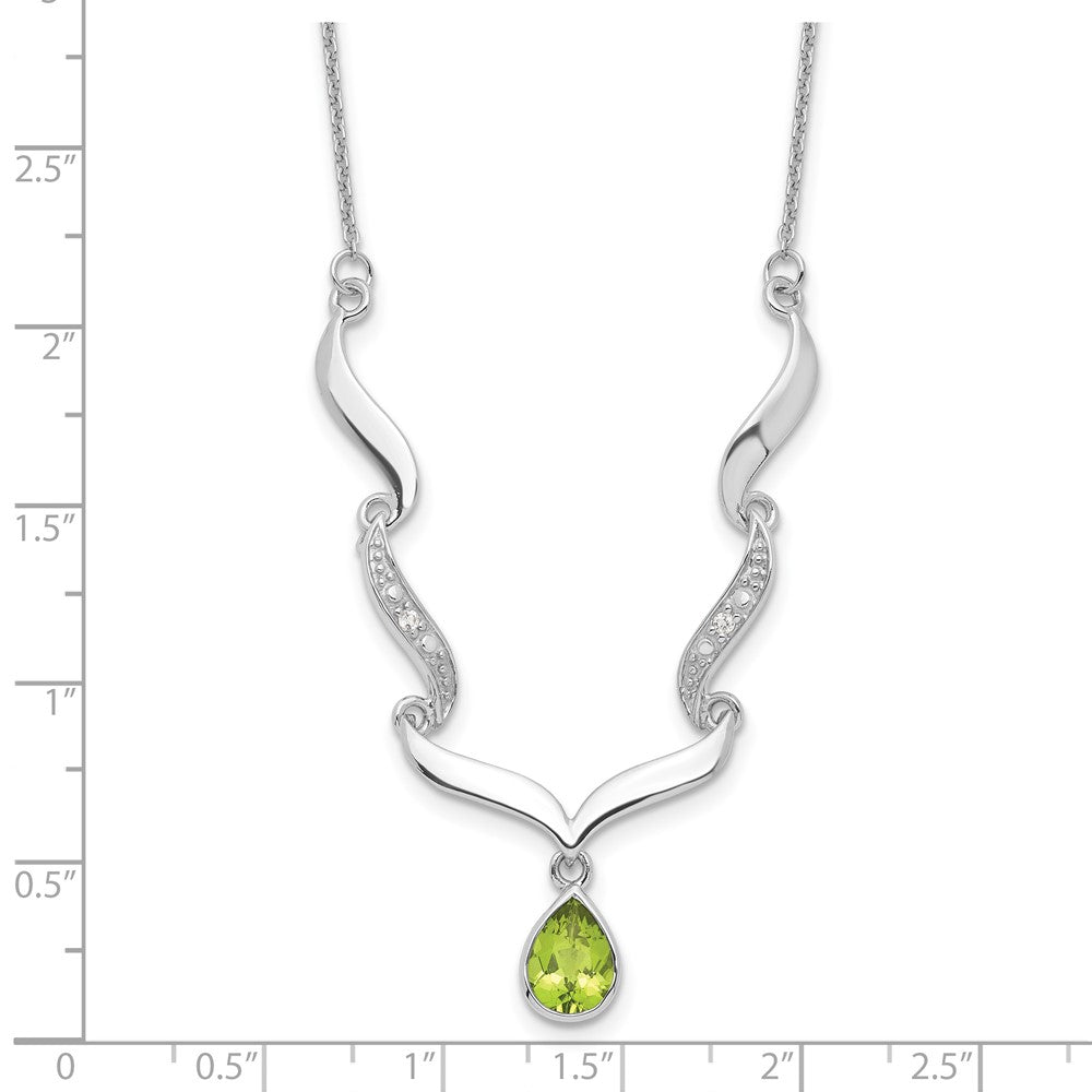 Sterling Silver RH Plated Peridot and White Topaz with 2in. Ext Necklace QX954PE