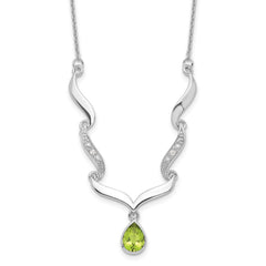 Sterling Silver RH Plated Peridot and White Topaz with 2in. Ext Necklace QX954PE