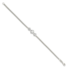 Sterling Silver CZ 7.5in 3-stone Bracelet QX958CZ