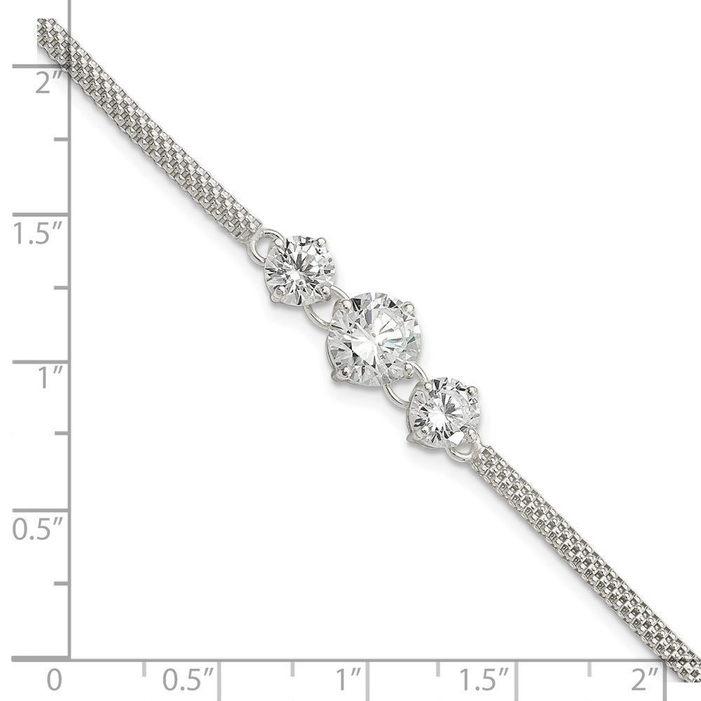 Sterling Silver CZ 7.5in 3-stone Bracelet QX958CZ