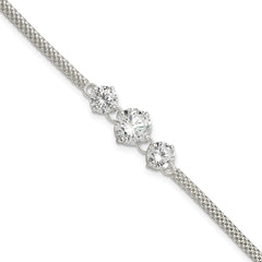 Sterling Silver CZ 7.5in 3-stone Bracelet QX958CZ
