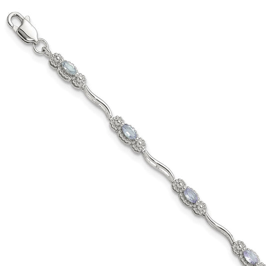 Stering Silver Rhodium-plated Polished Tanzanite 7.5 inch Bracelet QX973TZ