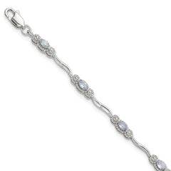 Stering Silver Rhodium-plated Polished Tanzanite 7.5 inch Bracelet QX973TZ