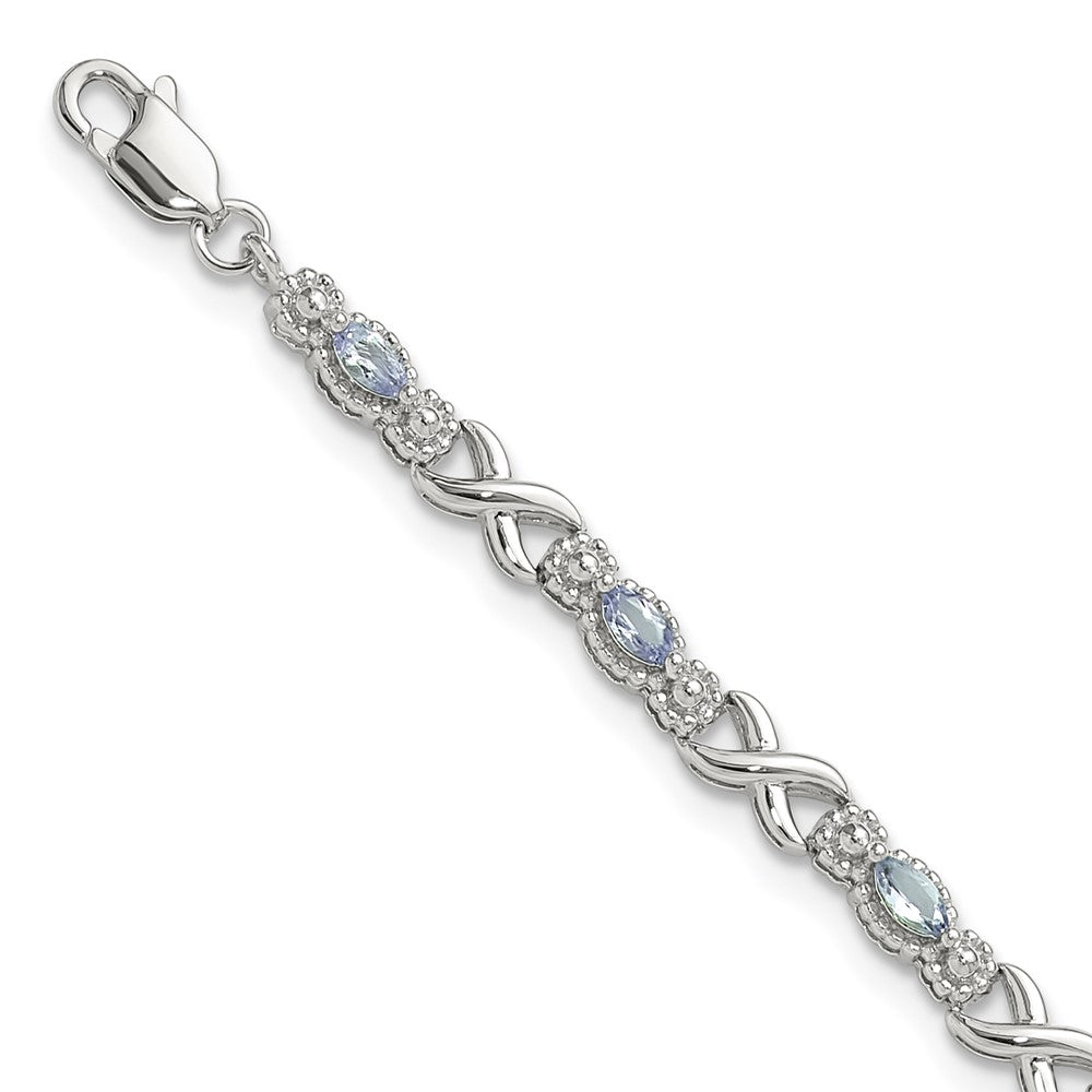 Sterling Silver Rhodium-plated Polished Tanzanite Xs 7.5 inch Bracelet QX974TZ