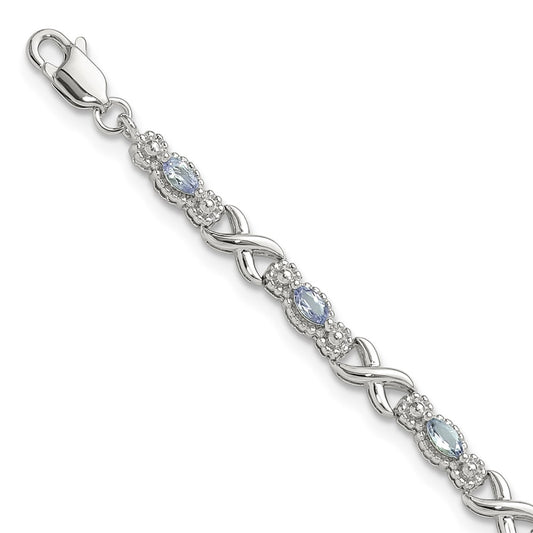 Sterling Silver Rhodium-plated Polished Tanzanite Xs 7.5 inch Bracelet QX974TZ