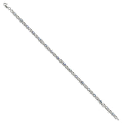 Sterling Silver Rhodium-plated Polished Tanzanite 7.5 inch Bracelet QX975TZ