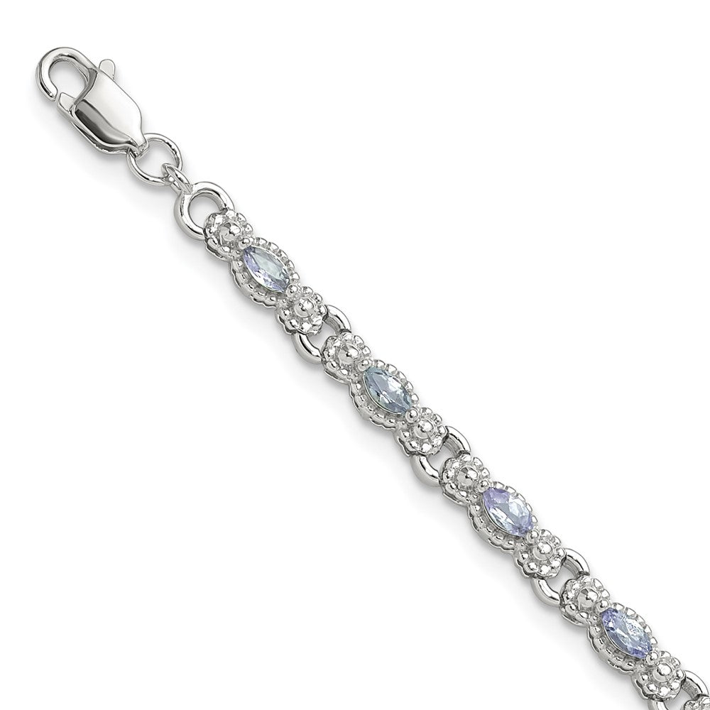 Sterling Silver Rhodium-plated Polished Tanzanite 7.5 inch Bracelet QX975TZ