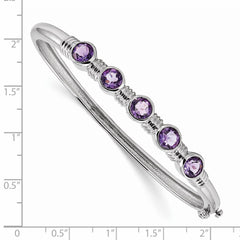 Sterling Silver Rhodium-plated Amethyst Hinged Bangle QX986AM