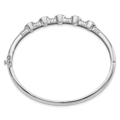 Sterling Silver Rhodium-plated Light Swiss Blue Topaz Hinged Bangle QX986BT