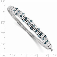 Sterling Silver Rhodium-plated Light Swiss/London Blue Topaz Hinged Bangle QX987BT