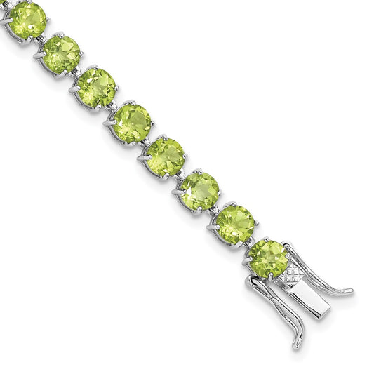 Sterling Silver Rhodium-plated 5mm 16.74PE Peridot Bracelet QX992PE