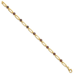 Sterling Silver Gold-tone 5mm 4.05GA Garnet Paperclip Chain Bracelet QX993GA