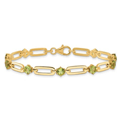 Sterling Silver Gold-tone 5mm 3.6PE Peridot Paperclip Chain Bracelet QX993PE