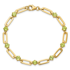 Sterling Silver Gold-tone 5mm 3.6PE Peridot Paperclip Chain Bracelet QX993PE