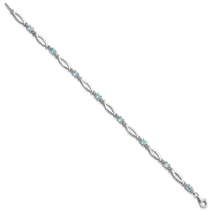 SS Rhodium-plated Light Swiss Blue Topaz and Diamond Bracelet QX994BT