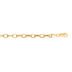 Yellow Gold Polished Lite Oval Rolo Necklace