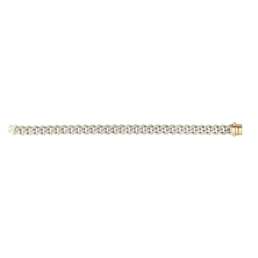 Yellow Gold Diamond Cut/ Textured Modern Lite Miami Cuban With Diamonds Bracelet
