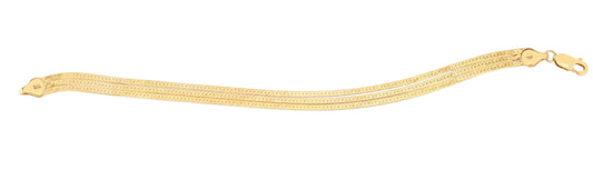 Yellow Gold Polished Multi-strand Herringbone Necklace