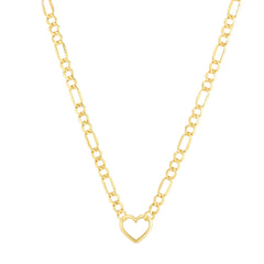 Yellow Gold Polished Figaro Link Fashion Necklace