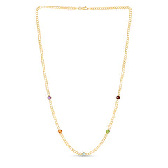 Yellow Gold Polished Gemstone Fancy Chains Necklace