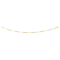Tri-color Gold Diamond Cut/ Textured Pallina Beads Necklace
