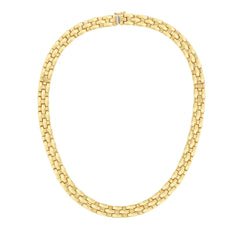 Yellow Gold Polished Basketweave Chain Necklace