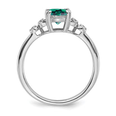 Sterling Silver Rhodium-plated Created Alexandrite and Diamond Ring