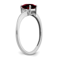 Sterling Silver Rhodium-plated Garnet and Diamond Ring