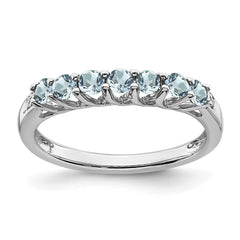 Sterling Silver Rhodium-plated Aquamarine and Diamond Ring