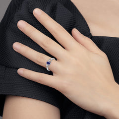 Sterling Silver Rhodium-plated Created Sapphire Ring