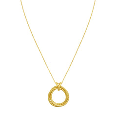 Yellow Gold Diamond Cut/ Textured Trinity Collection Necklace