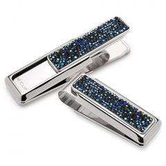 MClip Rhodium with Blue Swarovski Crystals Money Clip SC-PRP-BLCR