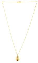 Yellow Gold Polished Gold & Gemstone Medallions Necklace
