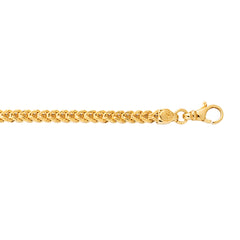 Yellow Gold Polished Semi-solid Square Franco Bracelet