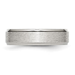 Chisel Stainless Steel Polished with Satin Center 6mm Ridged Edge Band